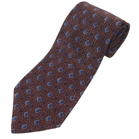 Robert Talbott Best Of Class Nordstrom Silk Necktie Geometric Burgundy USA - Picture 1 of 6